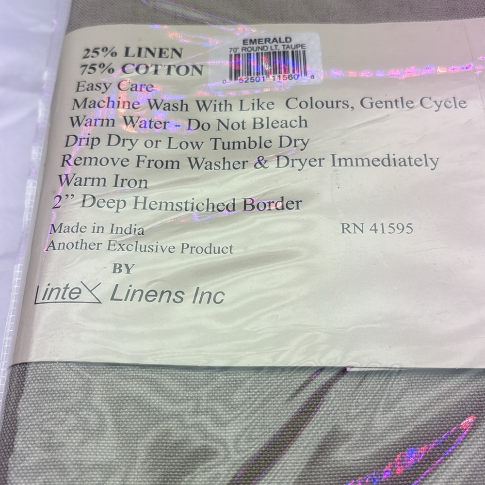 Emerald Beige Hemstitched Tablecloth - Picture 3 of 4